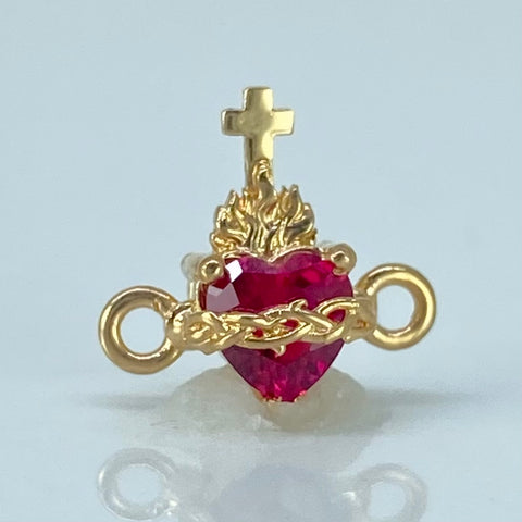 Herraje Corazon Circon Fucsia Oro amarillo 0,85 Gr / 1,2 Cm