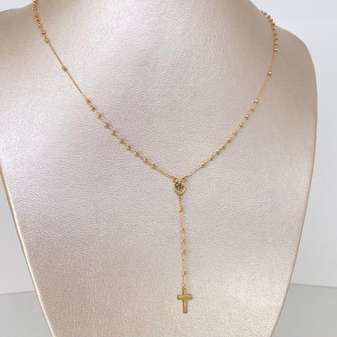 Rosario ● Virgen Milagrosa Bolas Lisas 2mm Oro amarillo 18k +3 / 4,1 Gr / 50 Cm *