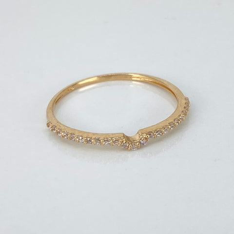 Anillo Churumbela Linea Curva Circones Blancos Oro amarillo 18k / Talla 7 1/4 / 0,95 Gr