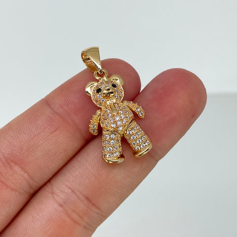 Dije Oso Articulable Circones Blancos Negros Oro amarillo 4,9 Gr / 2,8 Cm †