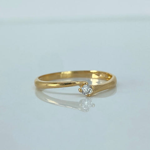 Anillo Solitario Circon Blanco Oro amarillo / Talla 6 / 1 Gr †