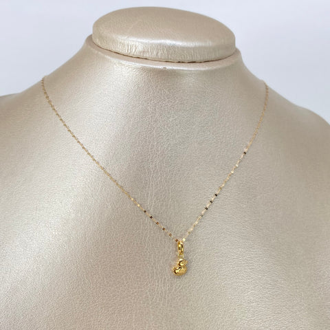 Set Cadena ● Crispeta + Dije Pato  Oro amarillo 18k 0,6 Gr / 1 mm / 45 Cm †