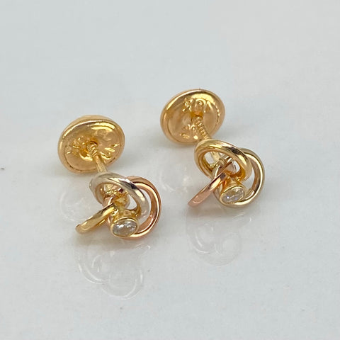 Topos Nudo Circon Blanco Tres oros 18k 0,8 Gr / 6,5 mm