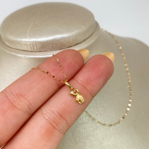 Set Cadena ● Crispeta + Dije Conejo Oro amarillo 18k 0,7 Gr / 1 mm / 50 Cm *