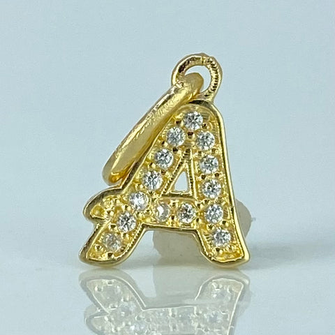 Dije Letra A Circones Blancos Oro amarillo 0,67 Gr / 1,8 Cm *