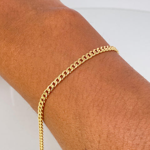 Pulso ● Cubano Oro amarillo 18k +1 / 1,33 Gr / 3,4 mm / 19 Cm †