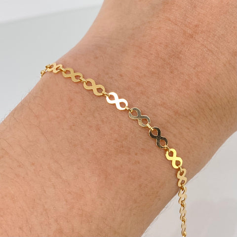 Pulso ● Infinito Oro amarillo 18k +3 / 2,15 Gr / 3,2 mm / 17,5 Cm †