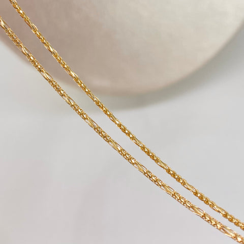 Cadena ● Franco 3x1 Oro amarillo 18k +2 / 3,16 Gr / 1,1 mm / 45 Cm