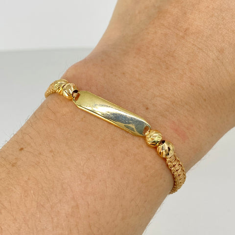 Pulsera tejida Placa Rectangular Bebe / BD 4uni 5mm Hilo Beige Oro amarillo 1,16 Gr †