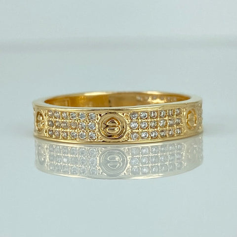 Anillo Tornillos CT Circones Blancos Oro amarillo 18k / Talla 8 / 3,65 Gr