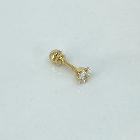 Piercing Circon Blanco 3mm / Oro Amarillo 18k (Joya) / 0,27gr / 1.1cm / (Oreja) *