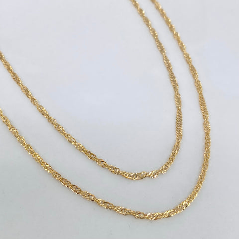 Cadena ● Singapur Oro amarillo 18k +3 / 1,05 Gr / 1,5 mm / 50 Cm *