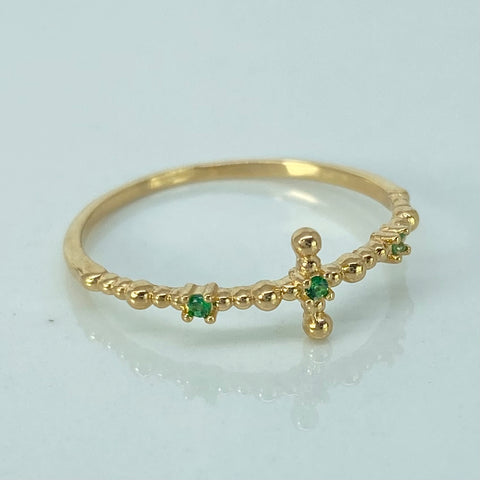 Anillo Circones Verdes Oro amarillo / Talla 7 1/4 / 1,13 Gr *