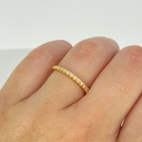Anillo Churumbela Circones Blancos Oro amarillo 18k / Talla 6 1/4 / 1,85 Gr †