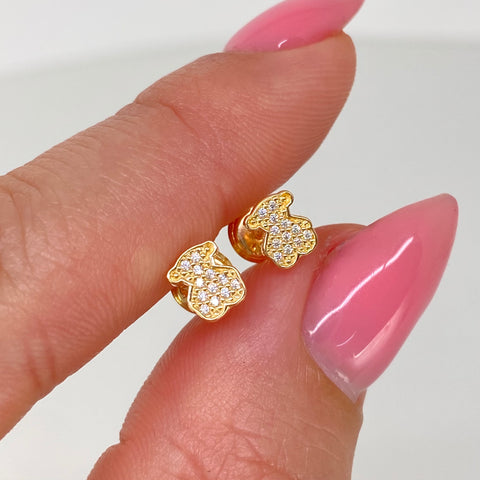 Topos Osos TS Circones Blancos Oro amarillo 18k 0,82 Gr / 5 mm *