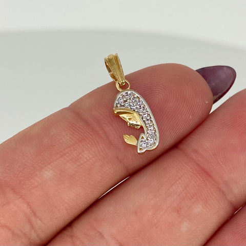 Dije Virgen Maria Circones Blancos Oro amarillo 18k 0,85 Gr / 2 Cm  *