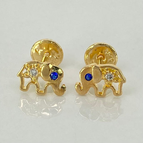 Topos Elefante Circones Blancos Azul Oro amarillo 18k 1,05 Gr / 7,8 mm