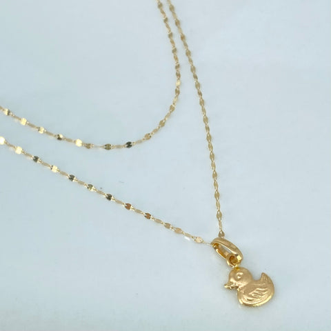 Set Cadena ● Crispeta + Dije Pato Oro amarillo 18k 0,7 Gr / 1 mm / 50 Cm *