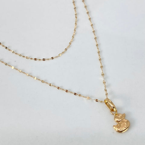 Set Cadena ● Crispeta + Dije Pato  Oro amarillo 18k 0,6 Gr / 1 mm / 45 Cm †