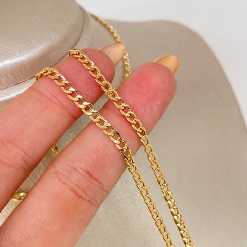 Cadena ● Cubana Oro amarillo 18k 4,2 Gr / 3 mm / 50 Cm †