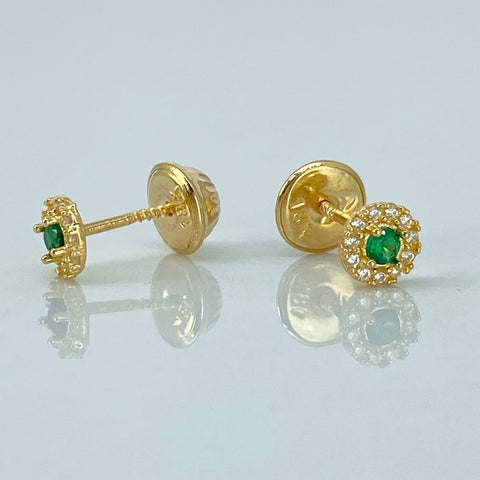 Topos Circulo Circones Blancos Verdes Oro amarillo 18k 0,6 Gr / 5 mm †