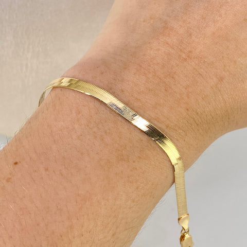 Pulso ● Espejo Oro amarillo 18k +3 / 4,12 Gr / 3,8 mm / 19 Cm *