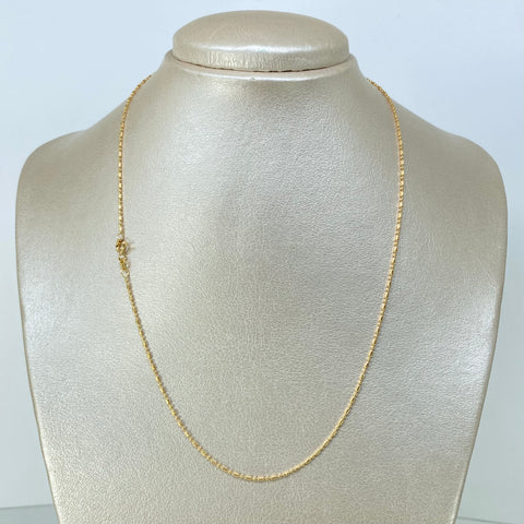 Cadena ● Palito / Bolita Diamantada Oro amarillo 18k +3 / 3,2 Gr / 1,1 mm / 45 Cm †