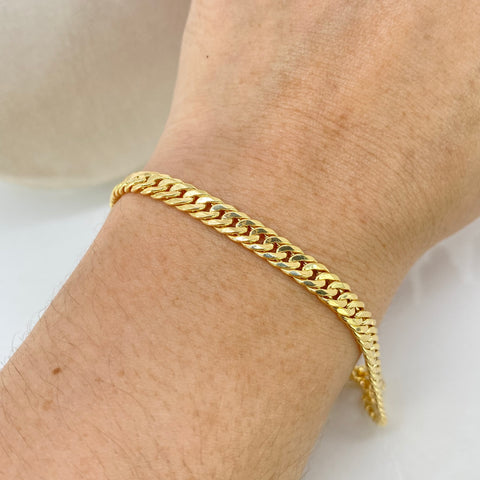 Pulso ● Cubano Oro amarillo 18k +1 / 2,7 Gr / 5 mm / 19,2 Cm