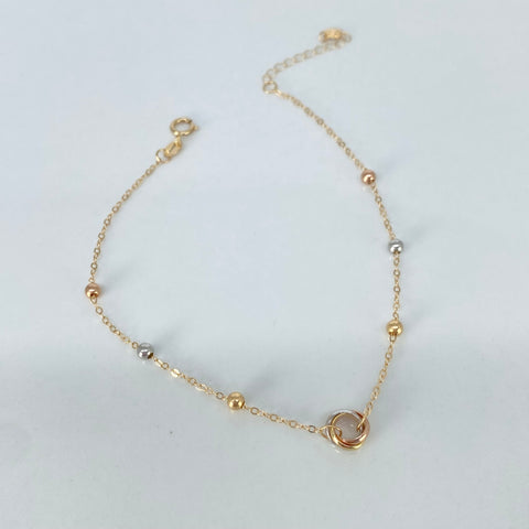 Pulso ● Aros Bolas Lisas ESP Aro Seguido Tres oros 18k +3 / 0,81 Gr / 2,5 mm / 17 Cm †