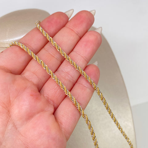 Cadena ● Lazo Trenzado Mini Militar Oro amarillo 18k +3 / 11,25 Gr / 2,8 mm / 60 Cm *