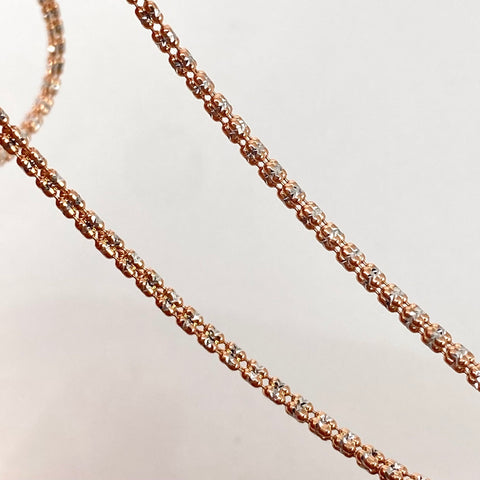 Cadena ● Punto Cuadrado Diamantado  Oro blanco y Oro rosa 18k +3 / 10 Gr / 2,2 mm / 55 Cm *
