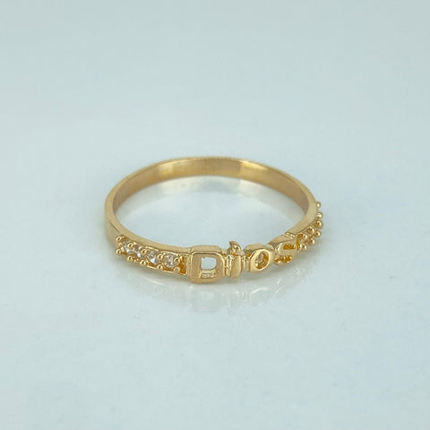 Anillo Dios Circones Blancos Oro amarillo 18k / Talla 7 1/2 / 1,6 Gr
