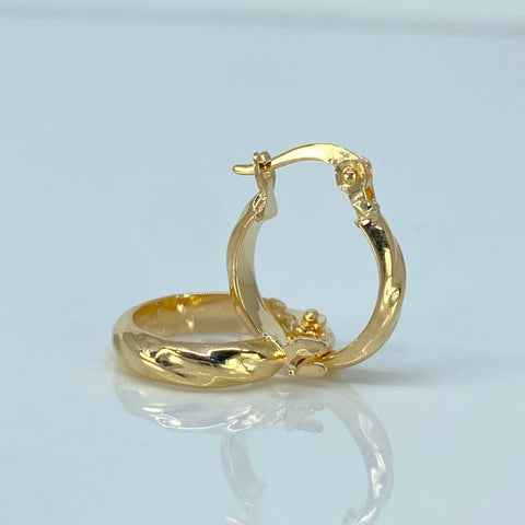Candongas Semi Planas Entorchadas Oro amarillo 1 Gr / 1,5 Cm *