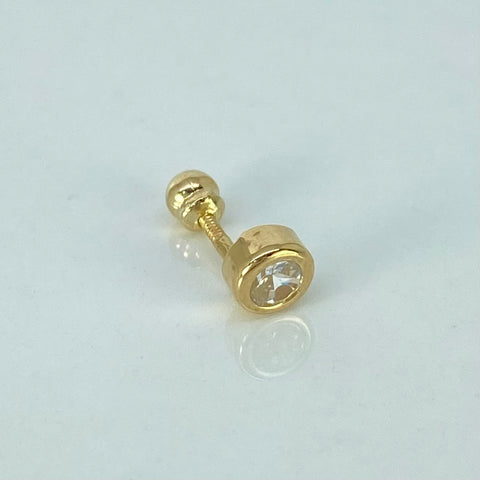 Piercing Bisel Circon Blanco / Oro Amarillo 18k (Joya) / 4mm / 0,38gr / 1.1cm / (Oreja) †