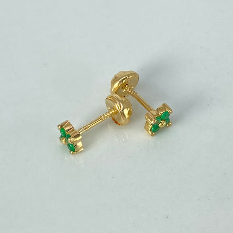 Topos Trebol Esmeraldas 14PTS Oro amarillo 1,1 Gr / 4,3 mm †
