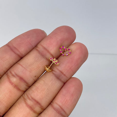 Topos Corazon Circones Fucsias Oro amarillo 0,95 Gr / 8,5 mm *