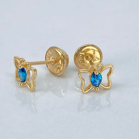 Topos Mariposa Circones Celestes Oro amarillo 18k 0,66 Gr / 6,5 mm *