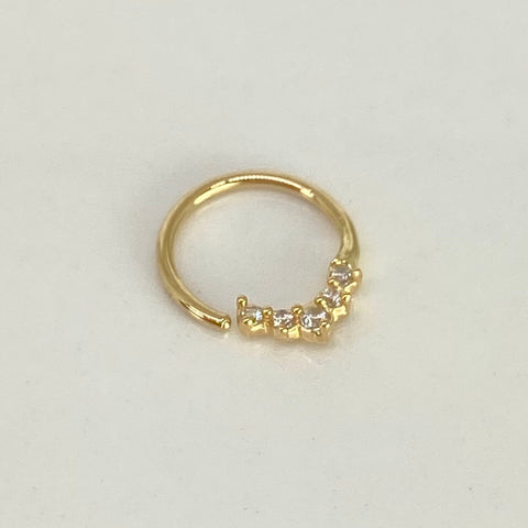 Piercing Aro Circones Blancos / Oro Amarillo 18k (Joya) / 0,49gr / 1.1cm / (Nariz) *