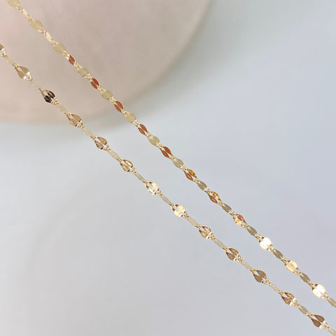 Set Cadena ● Flor Espejo Crispeta + Dije Cruz Rostro Cristo Oro amarillo 18k 1,66 Gr / 1,5 mm / 45 Cm *