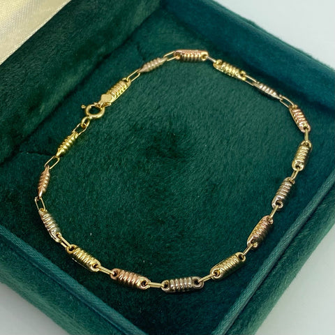 Pulso Rustico Tres oros 18k 2,50 Gr / 3 mm / 19 Cm *