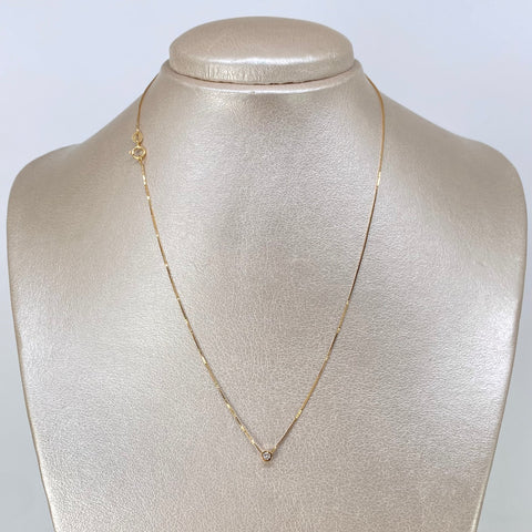 Set Cadena ● Veneciana + Dije Punto De Luz Diamante Oro amarillo 18k 1,15 Gr / 0,5 mm / 40 Cm †