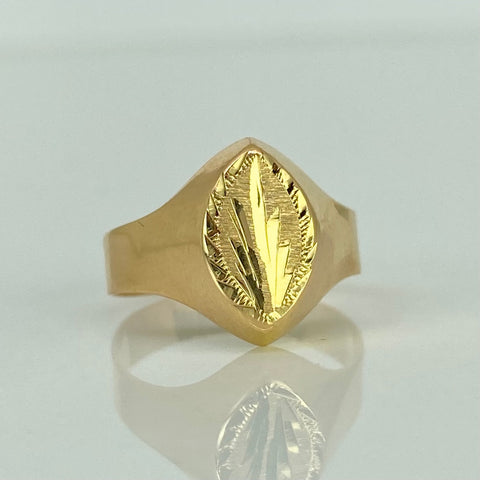 Anillo Sello Ovalado Espiga Oro amarillo 18k / Talla 5 / 1,6 Gr