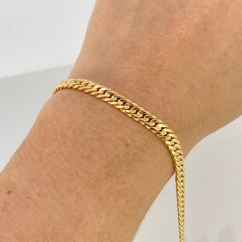 Pulso ● Cubano Oro amarillo 18k +1 / 2,78 Gr / 5 mm / 19,2 Cm *
