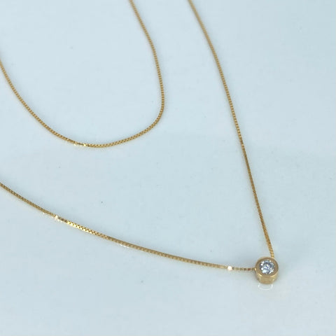 Set Cadena  Veneciana + Dije Diamante Oro amarillo 18k 1,2 Gr / 0,5 mm / 50 Cm †
