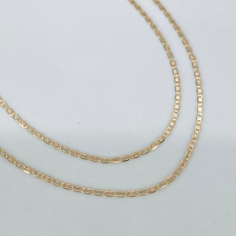 Cadena ● Escalera Plana Diamantada Tres oros 18k 1,35 Gr / 1,2 mm / 45 Cm *