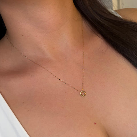 Set Cadena ● Crispeta + Dije Corazon Oro amarillo 18k 0,6 Gr / 1 mm / 50 Cm