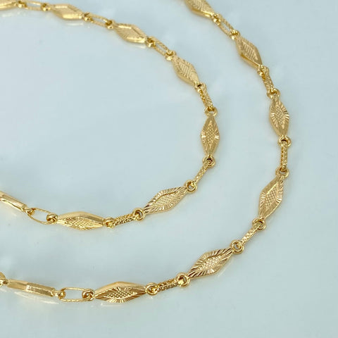 Cadena Rustica Eslabones Rombos Diamantados Oro amarillo 9,85 Gr / 4,3 mm / 60 Cm *