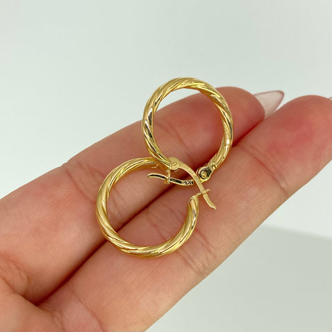 Candongas Entorchadas Oro amarillo 18k 1,65 Gr / 2,2 Cm  *