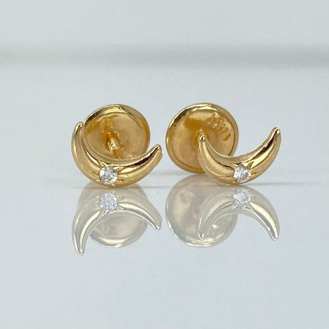 Topos Luna Circon Blanco Oro amarillo 18k 0,53 Gr / 4 mm