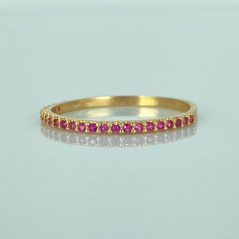 Anillo Churumbela Circones Fucsias Oro amarillo 18k / Talla 6 1/4 / 1 Gr